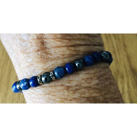 Brand New W/Tags John Hardy Lapis Lazuli, Sodalite & Hematite Bead Bracelet Sz M - Picture 1 of 9